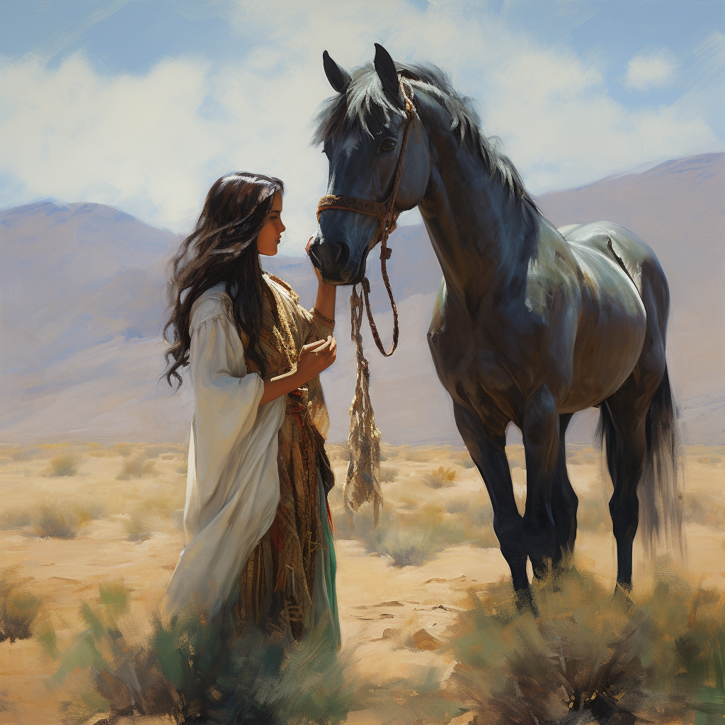 Woman and Horse | Canvas Wall Art