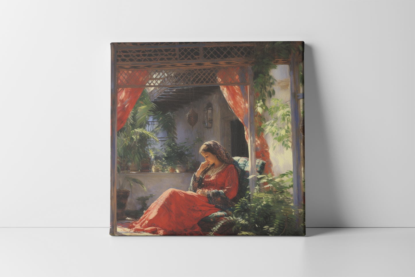 Arabian Lady in Scarlet | Canvas Wall Art