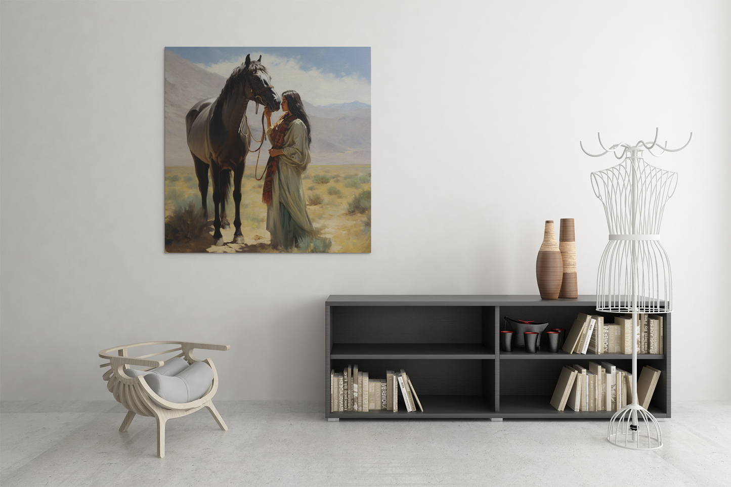 Woman with Steed | Canvas Wall Art