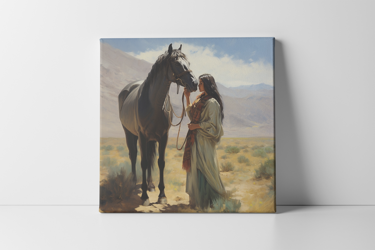 Woman with Steed | Canvas Wall Art