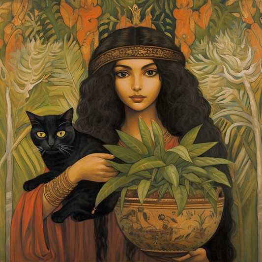 Woman & Cat | Canvas Wall Art