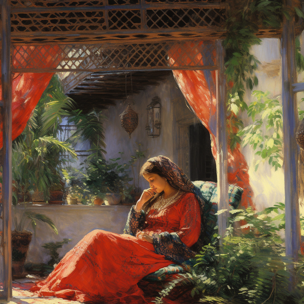Arabian Lady in Scarlet | Canvas Wall Art