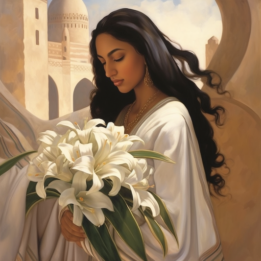 Arabian Lady and Lilies | Canvas Wall Art
