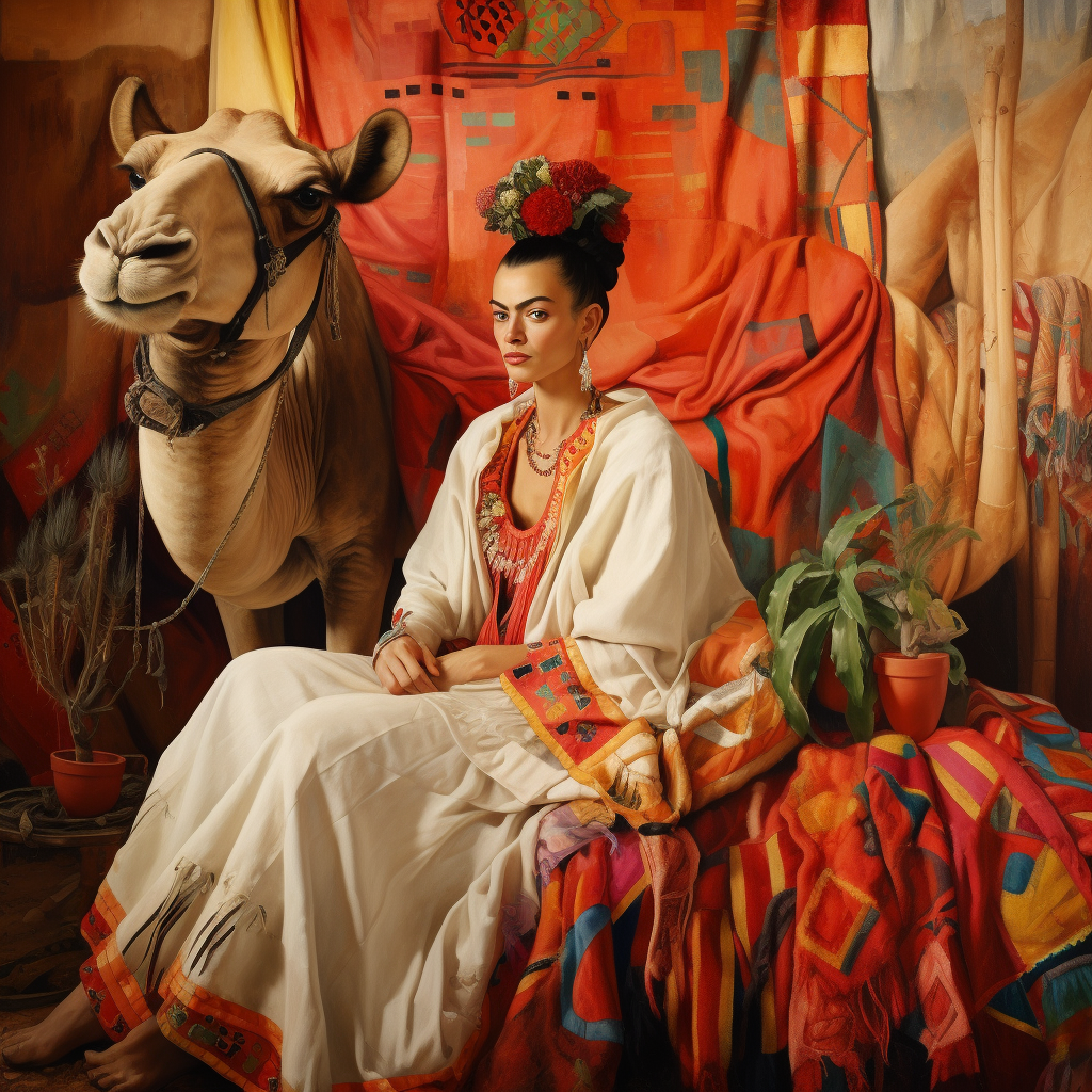 Frida and Camel | Canvas Wall Art